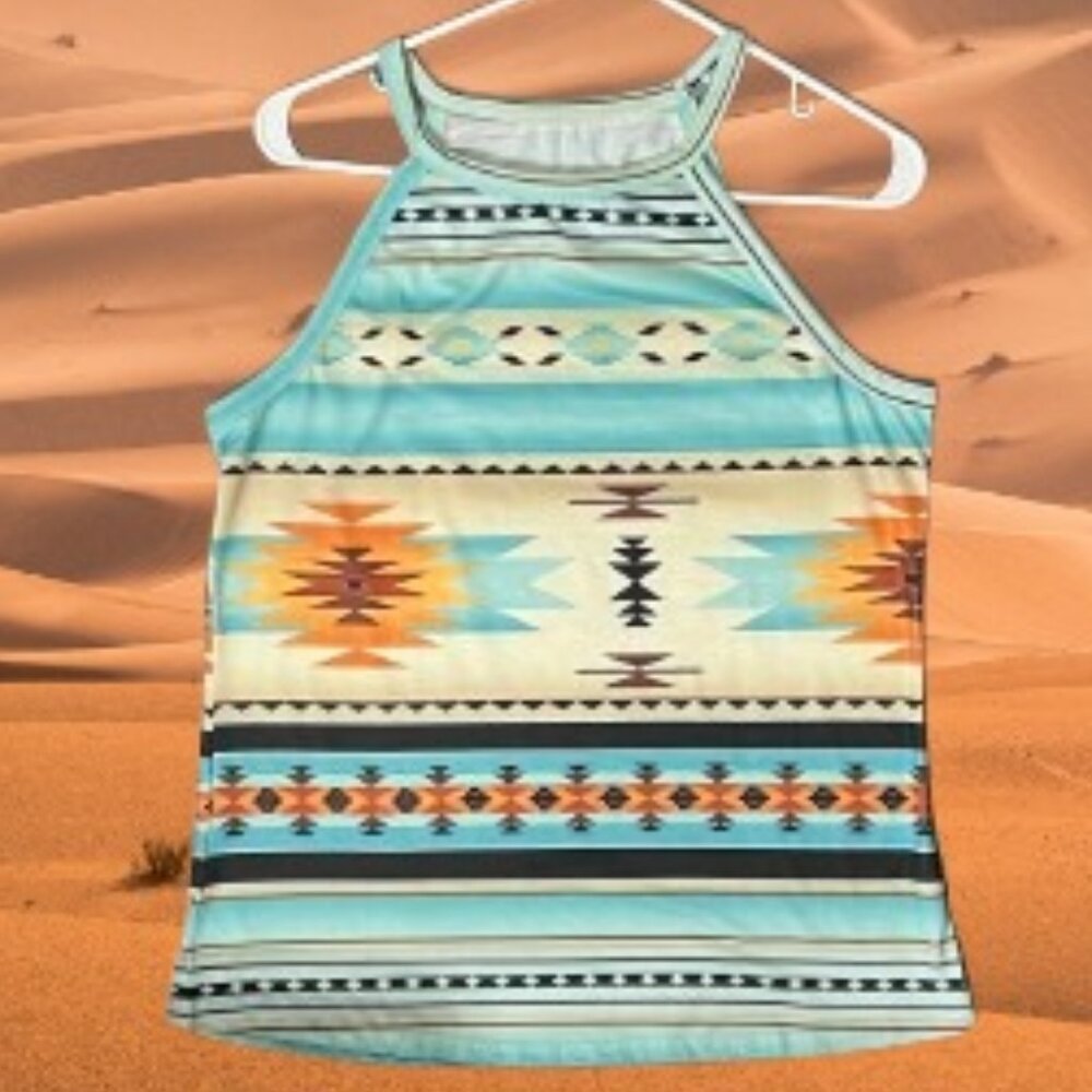 Western Pattern Tank Top Women's Size Medium